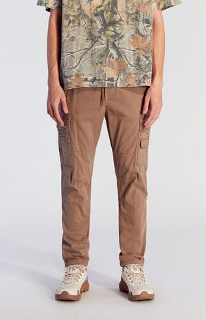Stretch Taupe Slim Cargo Pants