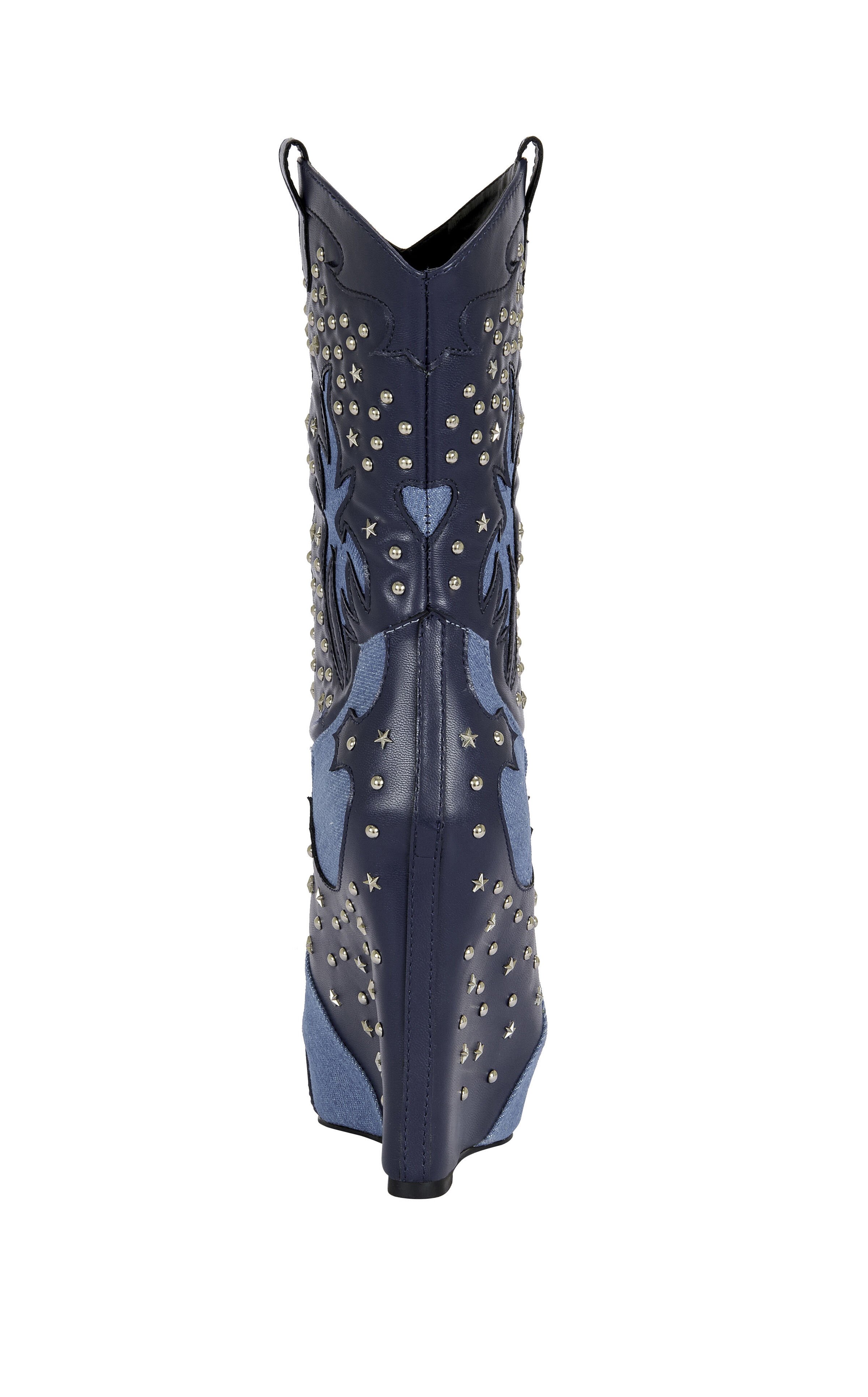 AZALEA WANG Women's Callia Denim Wedge Booties