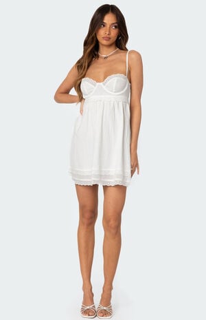 Bonny Lace Trim Cotton Mini Dress image number 5