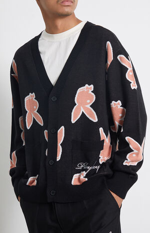 Playboy Men's Repeating Rabbit Head Cardigan