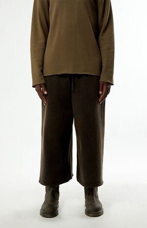 Washed Black Cropped Baggy Sweatpants image number 3