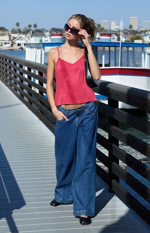 Red Satin Lace Tank Top image number 4