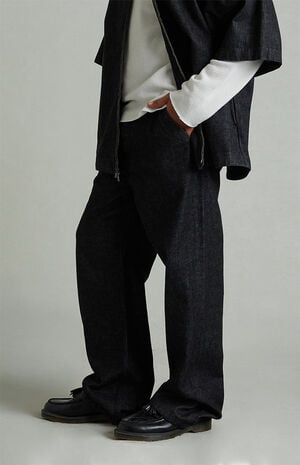 Vintage Black Denim Straight Work Pants image number 4