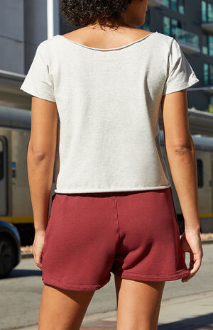 Burgundy Rosa Sweat Shorts image number 4