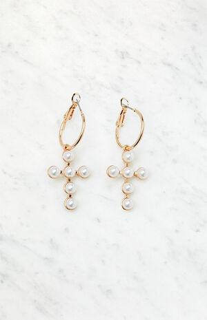 Pearl Cross Earrings Pearl Cross Earrings image number 4