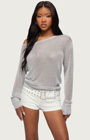 Charlo Off Shoulder Shiny Knit Top image number 1