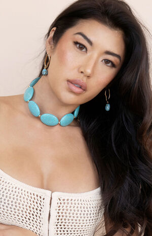 Oval Turquoise Stones Statement Choker image number 3