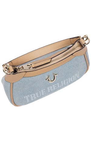 Blair Denim and Faux Leather Shoulder Bag image number 7