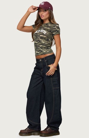 Aden Contrast Stitch Barrel Jeans image number 4