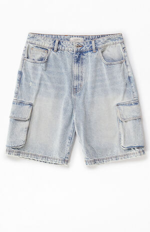 Light Indigo Cargo Baggy Denim Shorts image number 1