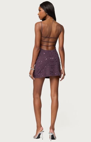 Stefanie Rhinestone Backless Mini Dress image number 3