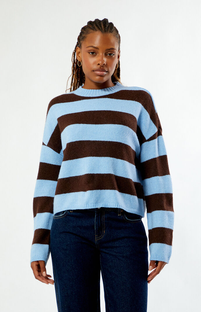 LA Hearts Striped Cozy Crew Neck Sweater