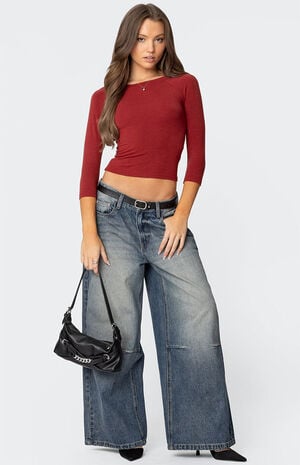 Mary Quarter Sleeve Wide Neck Top image number 2