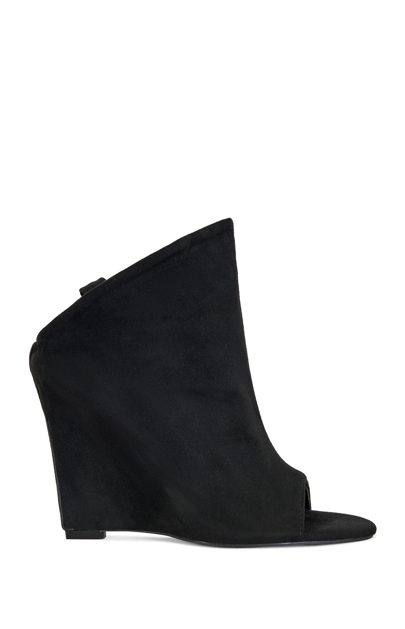 AZALEA WANG Women's Novis Black Peep Toe Wedge Sandals