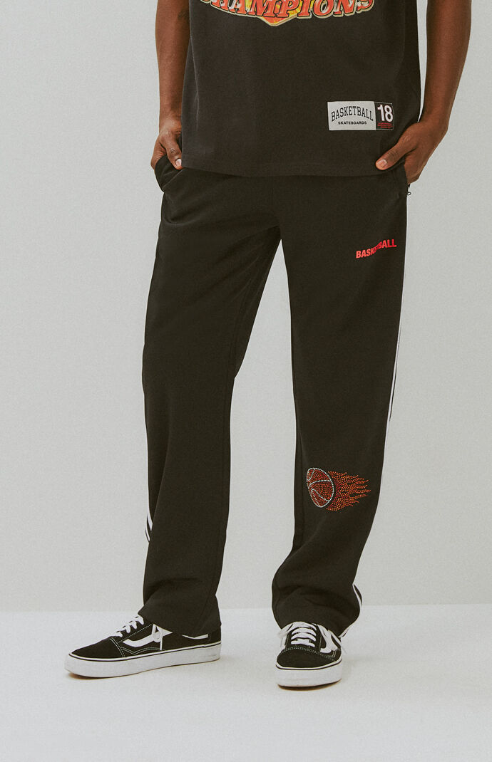 snap button track pants mens