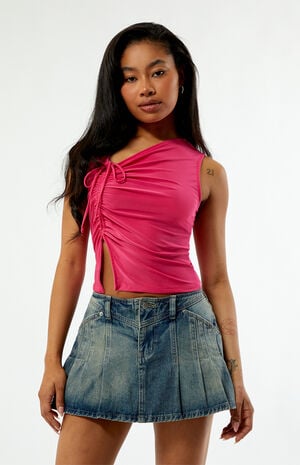By PacSun Pleated Denim Mini Skort image number 2