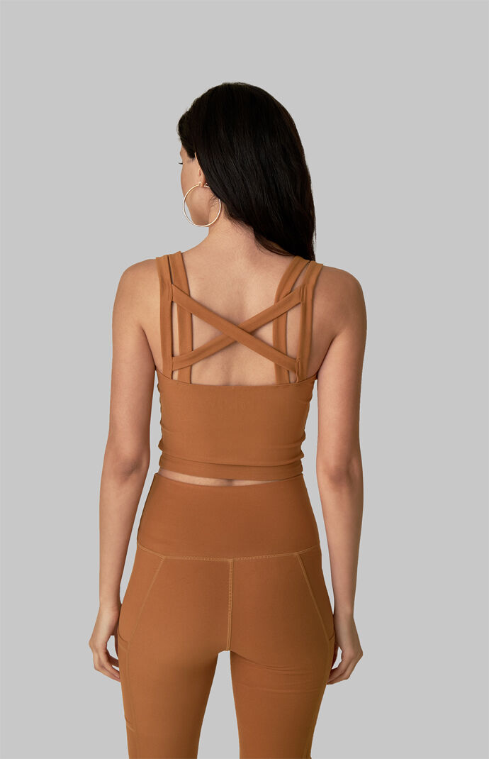 Brown Double Cross Top