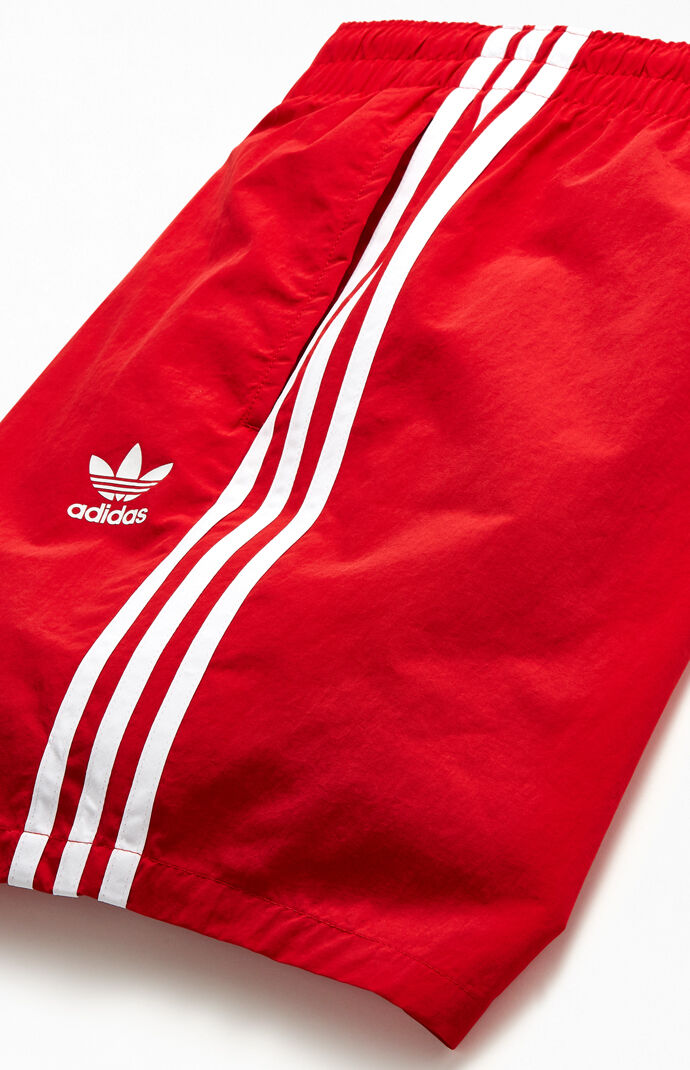 Recycled Red 3-Stripes 16" Swim Trunks
