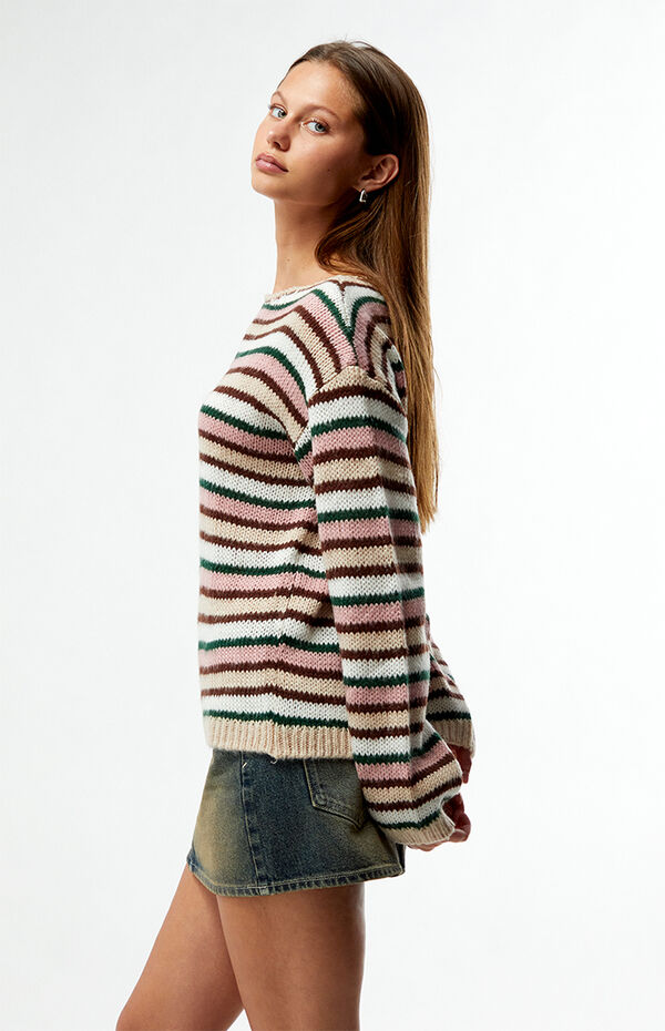 LA Hearts Boat Neck Striped Sweater
