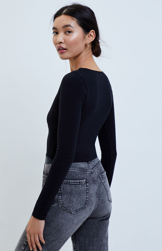 Long Sleeve Cinched Bow Top