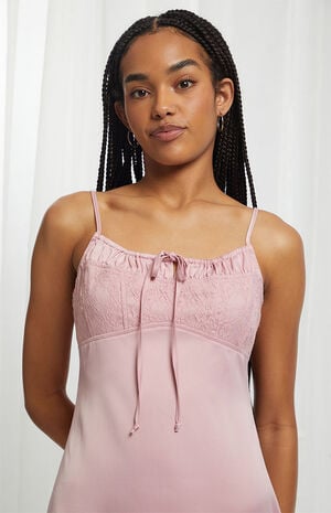 Satin Lace Bustier Mini Dress image number 2