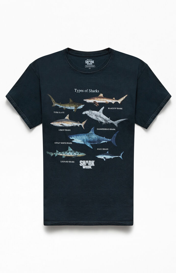 discovery shark week types tshirt  pacsun