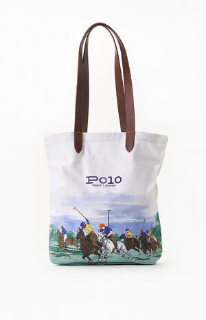 Equestrian-Print Twill Shopper Tote Bag image number 1