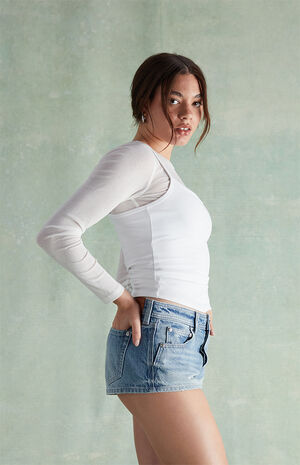 Jamie Denim Micro Shorts Rhinestone Light Blue image number 3