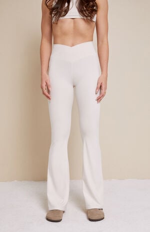 PAC WHISPER Active Ivory Crossover Flare Yoga Pants image number 2