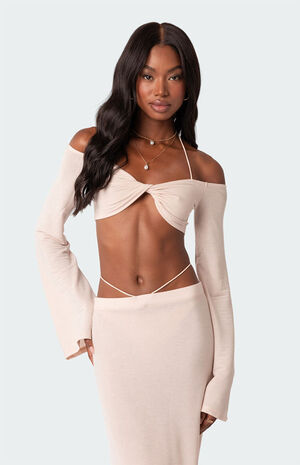 Celeste Off Shoulder Twist Crop Top image number 1