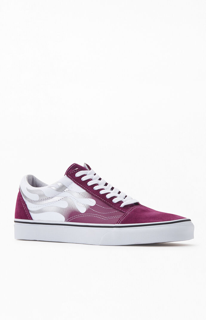 Vans Purple Neon Flame Old Skool Shoes 