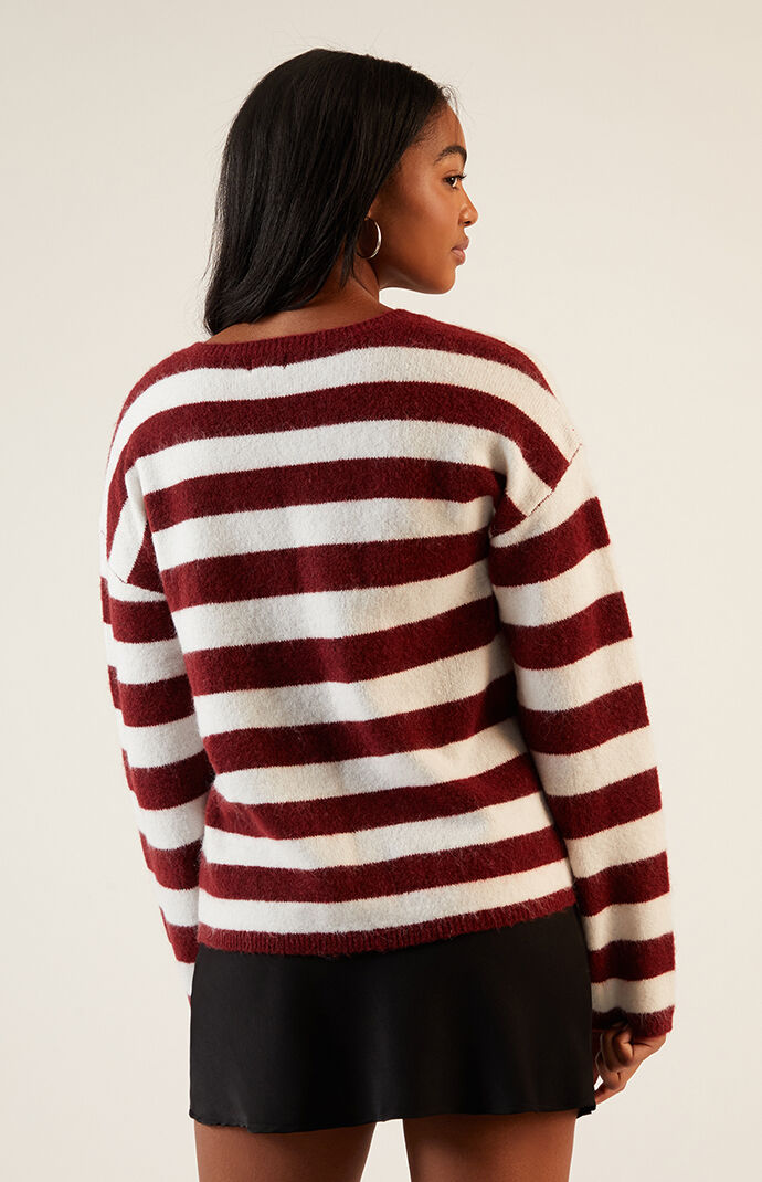 ■ANDERSSON BELL■ Heart message striped crew neck sweater ANDERSSON BELL]☆Heart Message Stripe Crew Neck Sweater