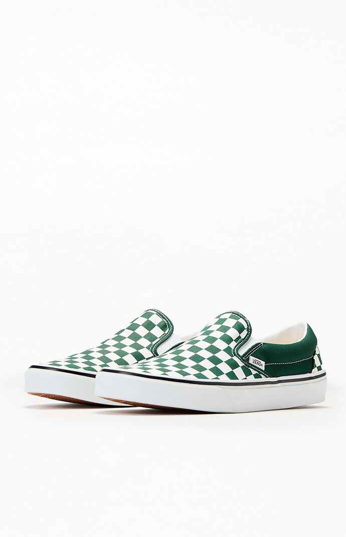 Vans Green Checkerboard Slip-On Shoes | PacSun
