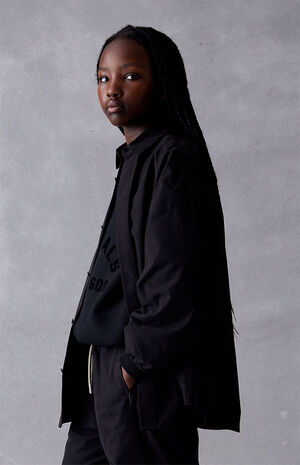 Essentials Jet Black Button Down Shirt Jacket image number 2