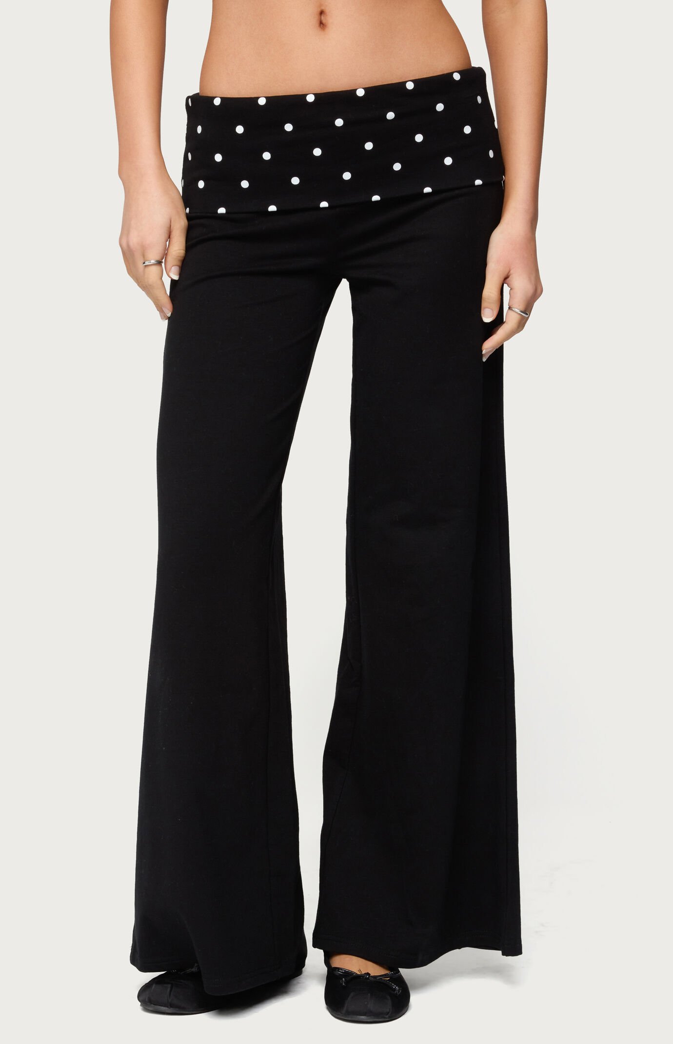 Edikted Petite Reeva Polka Dot Foldover Pants