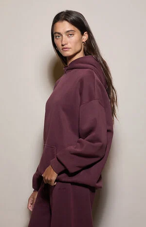 Burgundy Ultra Soft Fleece Hoodie image number 3