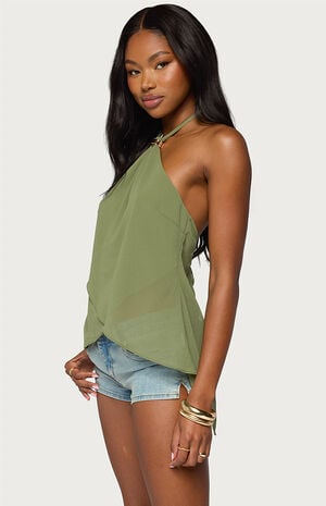 Chiffon Split Back Halter Top image number 2