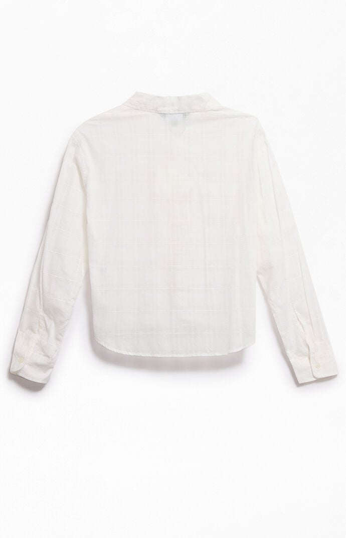 FIELD OF STUDY by Pacsun Grid Cropped Boxy Long Sleeve Shirt