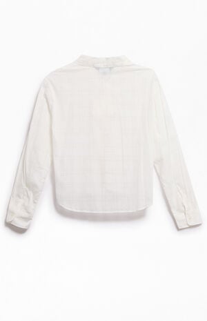 by Pacsun Grid Cropped Boxy Long Sleeve Shirt image number 3