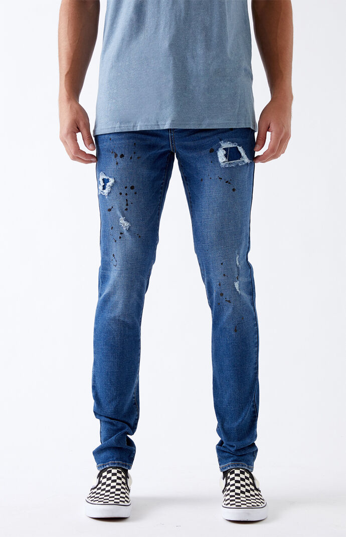 Medium Paint Splatter Stacked Skinny Jeans