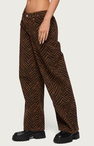 Zebra Print Low Rise Baggy Jeans image number 2