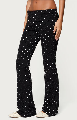 Daliya Polka Dot Fold Over Flared Leggings image number 2