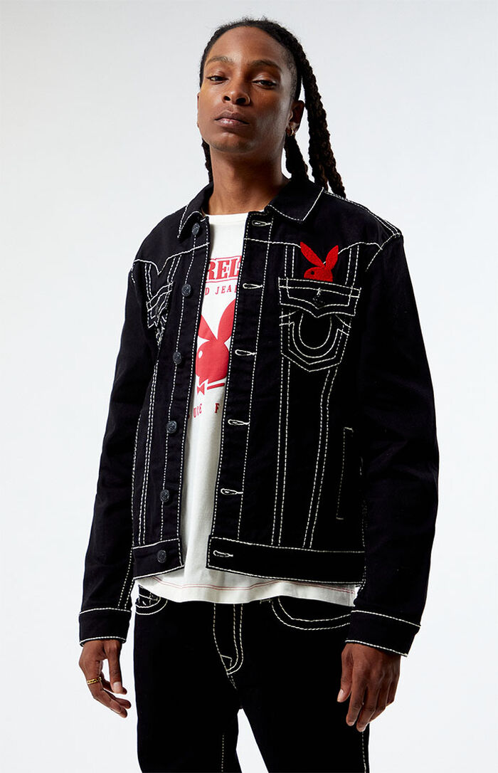 SEXY PLAY BOY CROP DENIM JACKET
