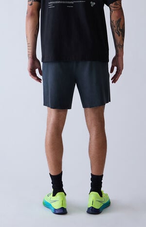Black Vintage Wash Ribbed Knit Shorts image number 6