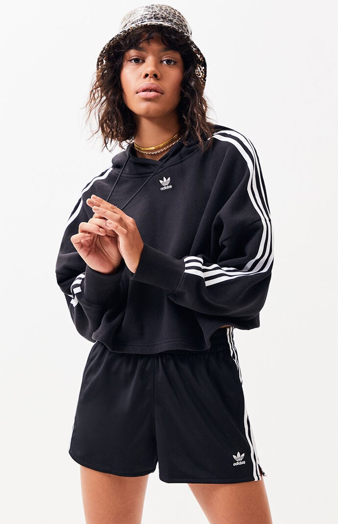 adidas adicolor black cropped hoodie