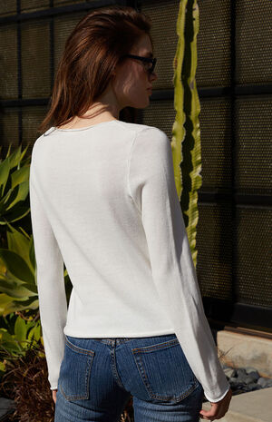 White Bell Sleeve Sweater image number 3