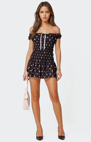Jonie Scrunch Polka Dot Mini Dress image number 2