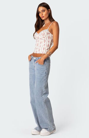 Indira Printed Cupped Lace Up Corset image number 2