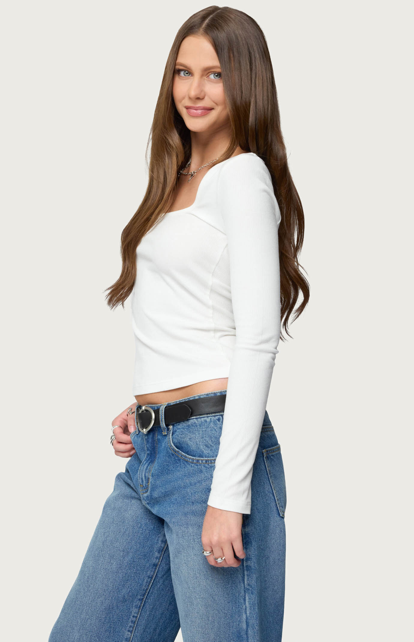 Edikted Zandra Square Neck Ribbed Top