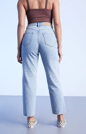 Eco Light Blue&nbsp;High Waisted Straight Leg Jeans image number 4